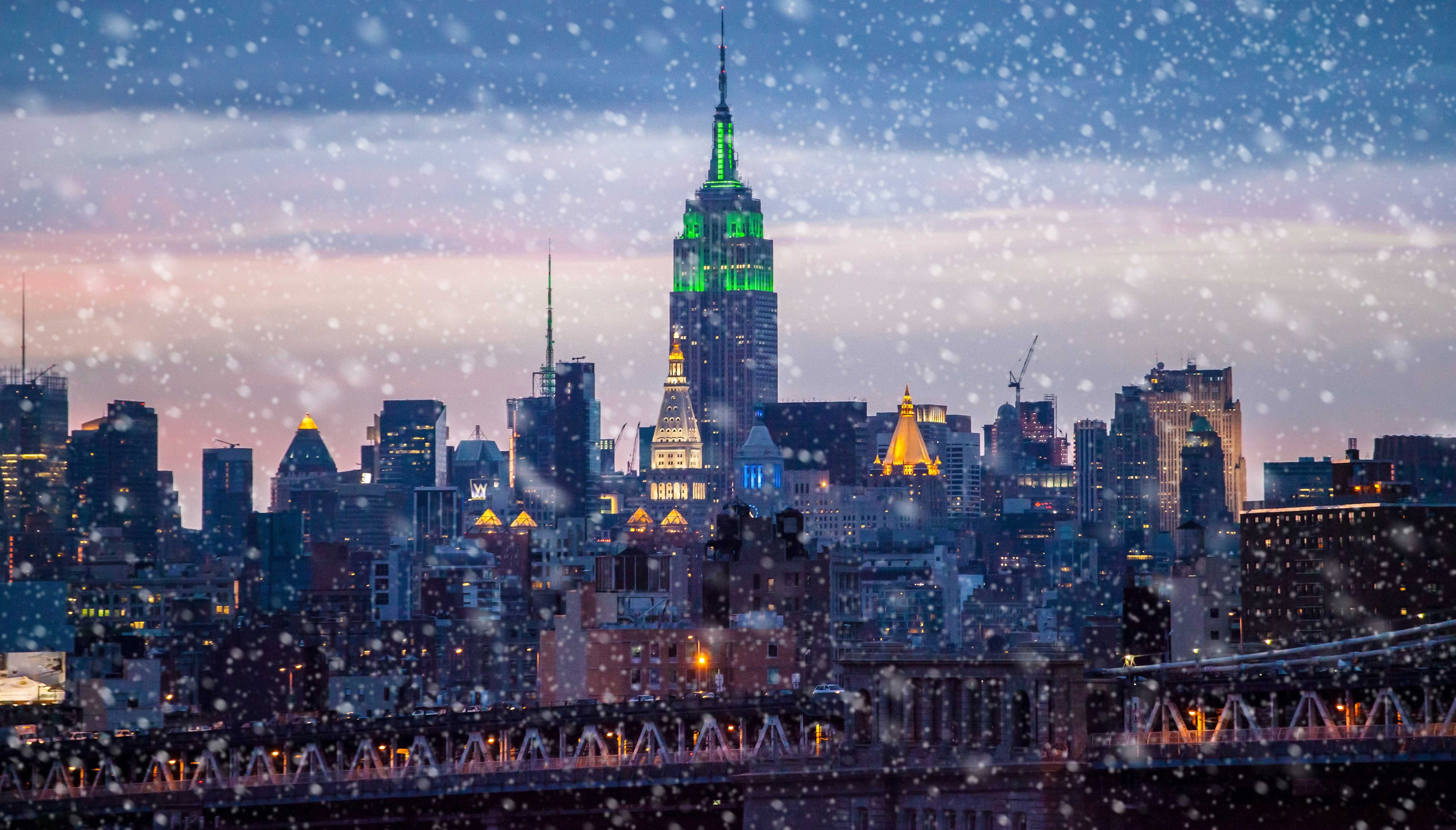 NYC skyline with snow