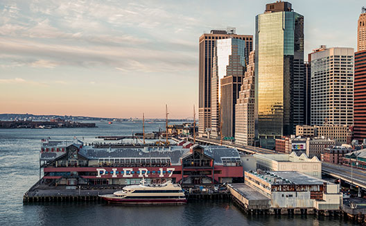NY pier 17 skyline view