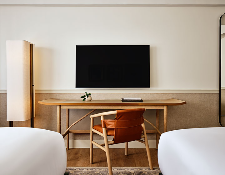 workspace and television at kimpton park ave hotel